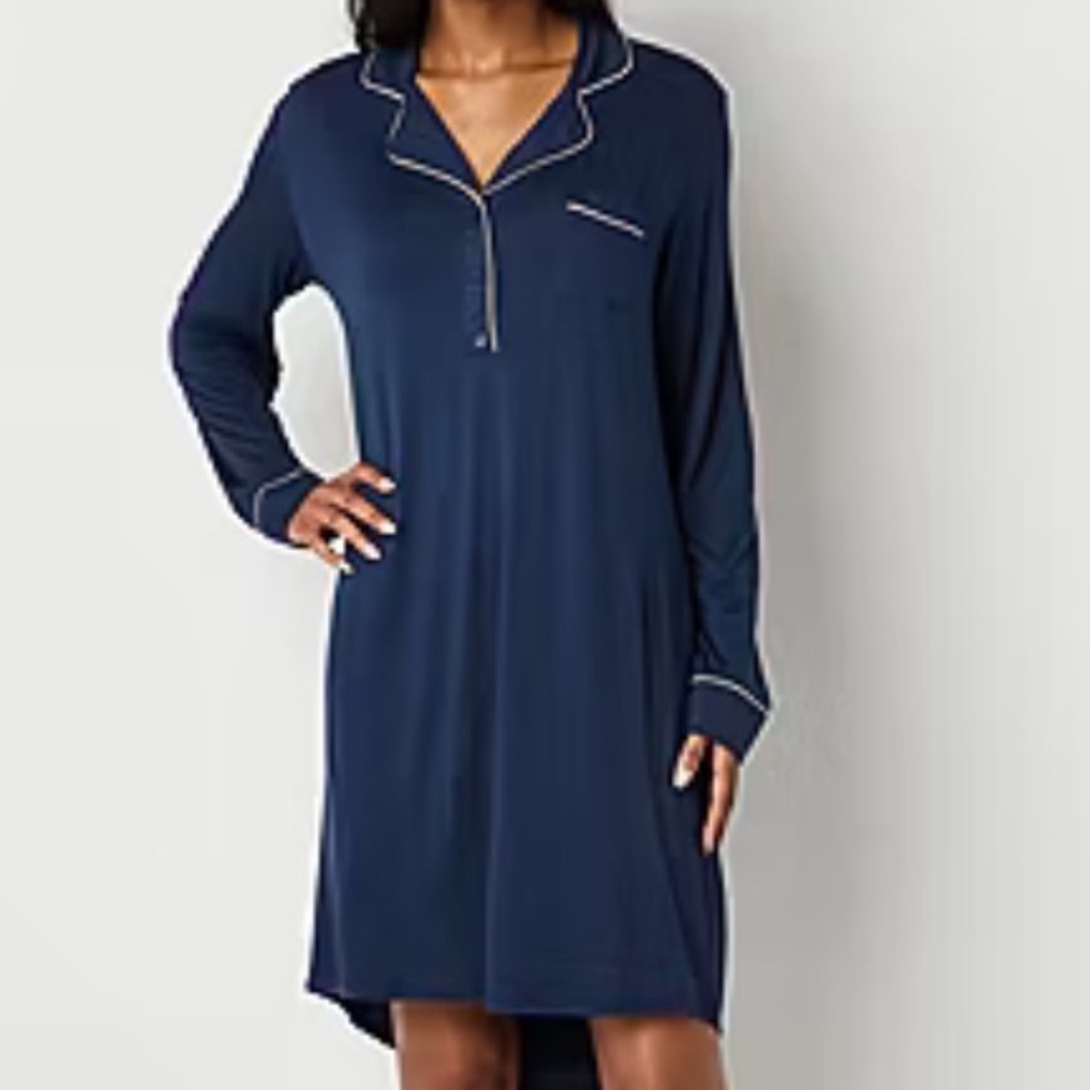 NWT Women’s Medium Peacoat Blue Liz Claiborne Cool & Calm Sleep Shirt/Nightgown